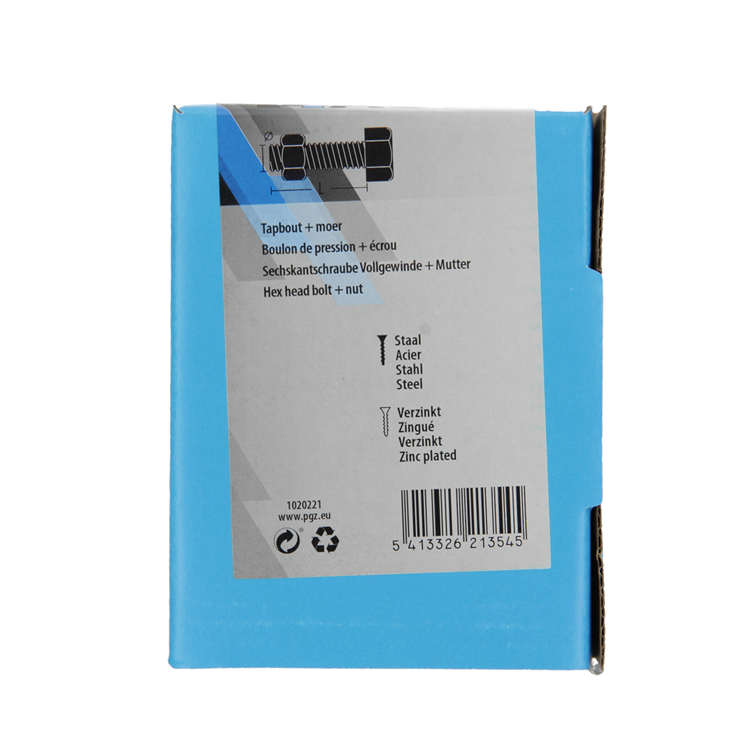 Mack 1020221 - perno macho + tuerca galvanizado 22 piezas m8 x 40 mm | 5 piezas