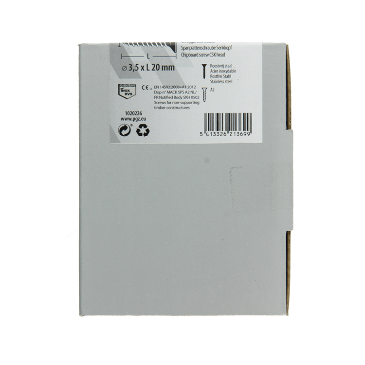 Mack 1020226 - tornillo aglomerado cabeza vz acero inoxidable a2 200 uds 3,5 x 20 mm | 2 piezas