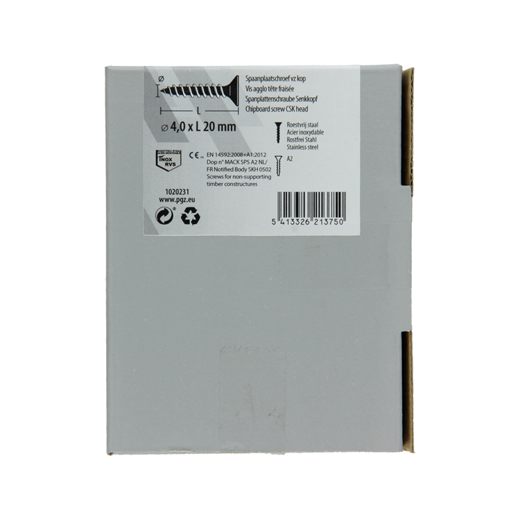 Mack 1020231 - tornillo aglomerado cabeza vz acero inoxidable a2 200 uds 4,0 x 20 mm | 2 piezas
