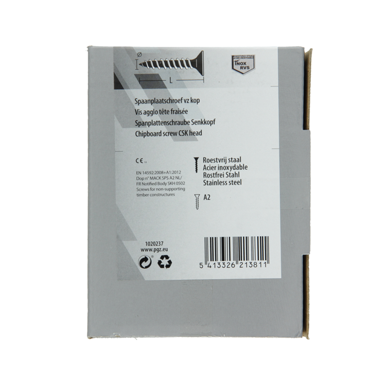 Mack 1020237 - tornillo aglomerado cabeza vz acero inoxidable a2 100 uds 4,0 x 50 mm | 2 piezas