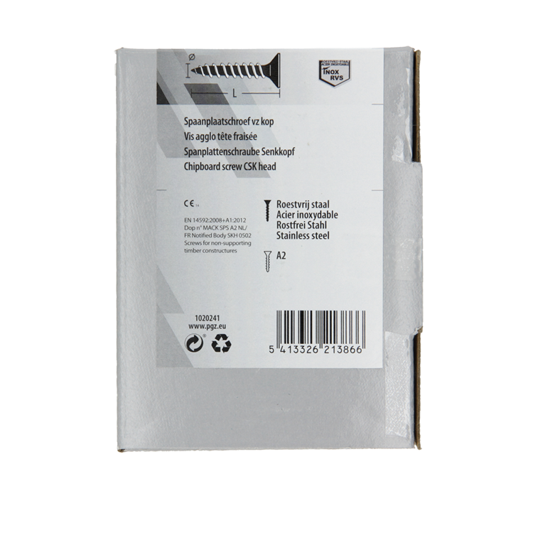 Mack 1020241 - tornillo aglomerado cabeza vz acero inoxidable a2 100 uds 4,5 x 45 mm | 2 piezas