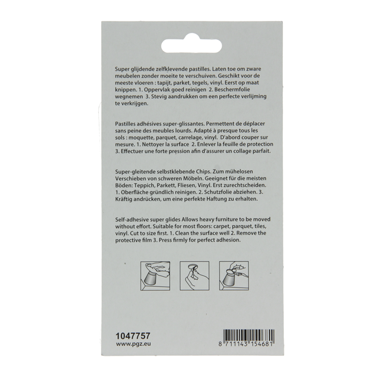 Mack 1047757 - pastiglia super scorrevole autoadesiva grigia 70 x 100 mm 1 pz pz | 12 pezzi
