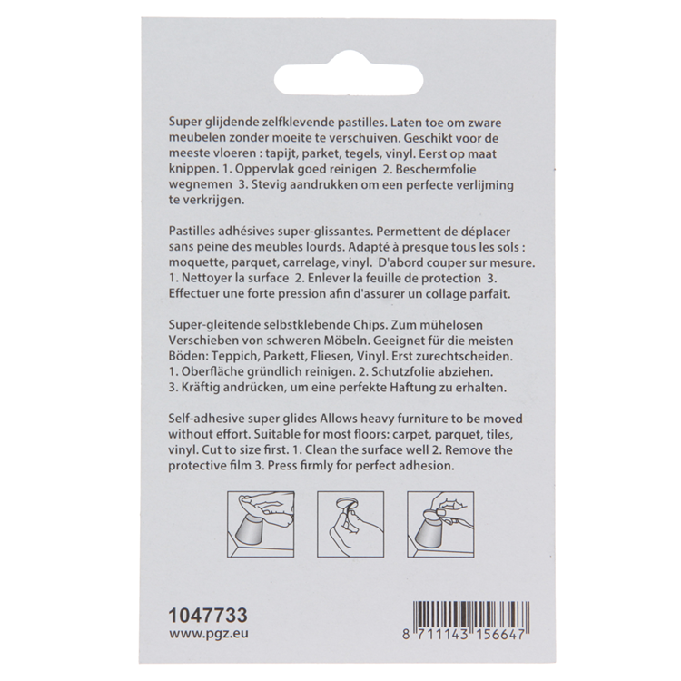Mack 1047733 - pastiglia super scorrevole autoadesiva grigia ø 60 mm 4 pz | 6 pezzi