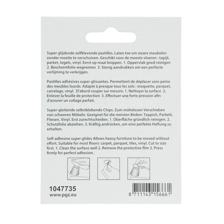 Mack 1047735 - pastiglia super scorrevole autoadesiva grigia 25 x 25 mm 4 pz | 12 pezzi