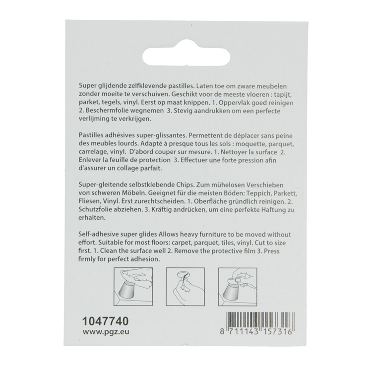 Mack 1047740 - pastiglia super scorrevole autoadesiva grigia 25 x 35 mm 4 pz | 12 pezzi