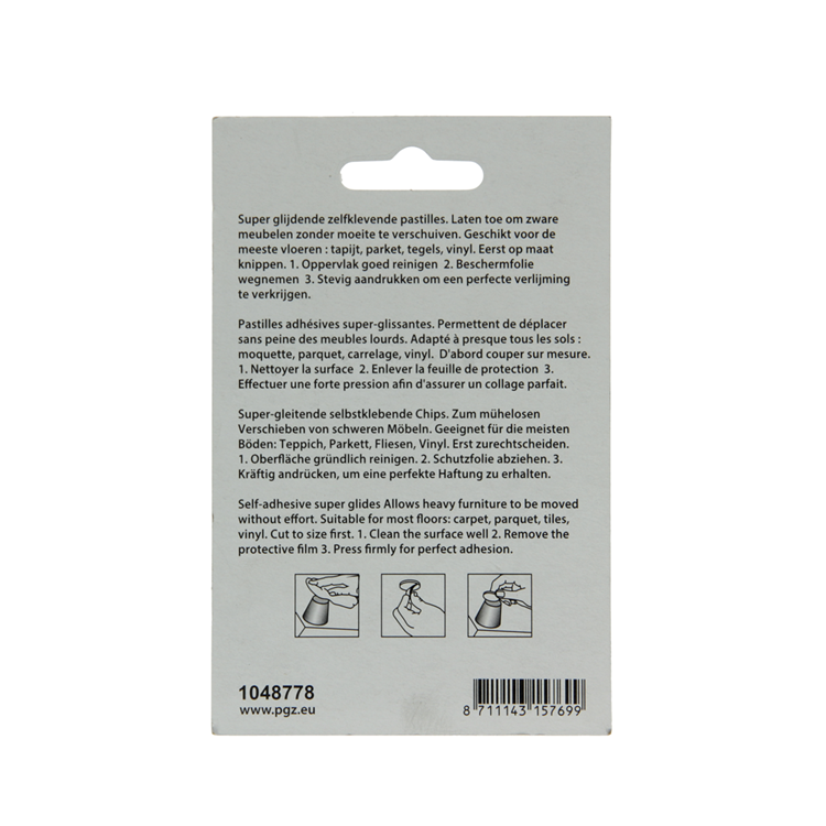 Mack 1048778 - pastiglia super scorrevole autoadesiva marrone ø 50 mm 4 pz | 12 pezzi