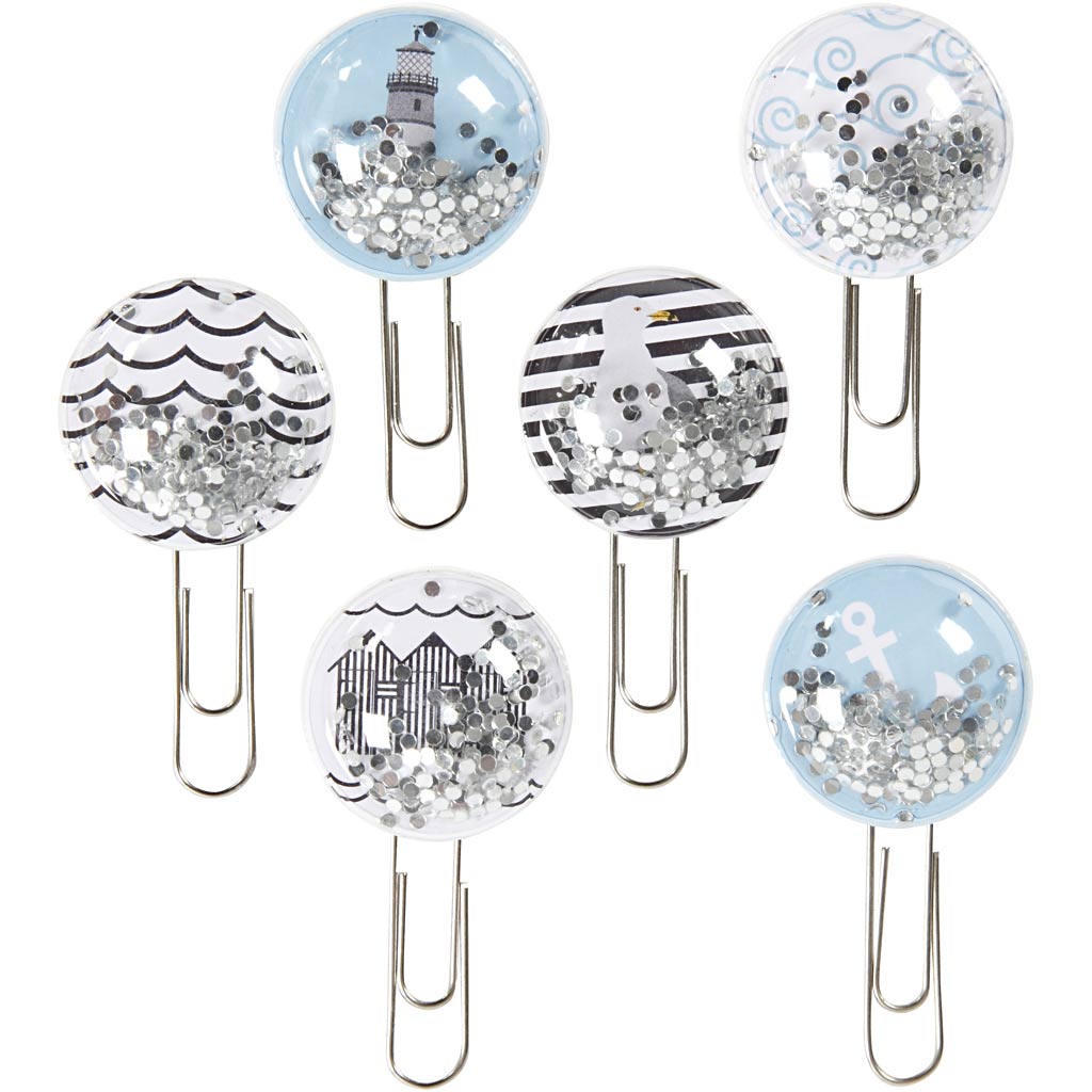 Vivi gade clips agitadores, l: 49 mm, d 25 mm, negro, azul, gris, blanco, 6 piezas 1 caja