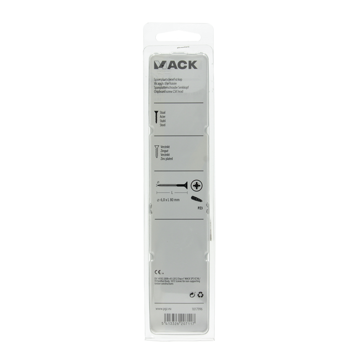 Mack 1017996 - Tornillo para aglomerado con cabeza chapada en amarillo. 18 piezas 6,0 x 80 mm | 5 piezas