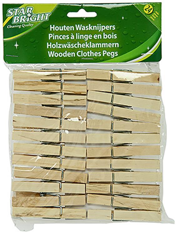 Starbright 1056830 - pinzas para ropa madera sb 24uds | 6 piezas