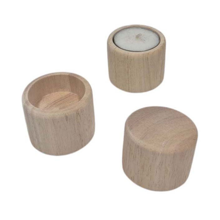 Portavelas de madera Playwood redondo de pie