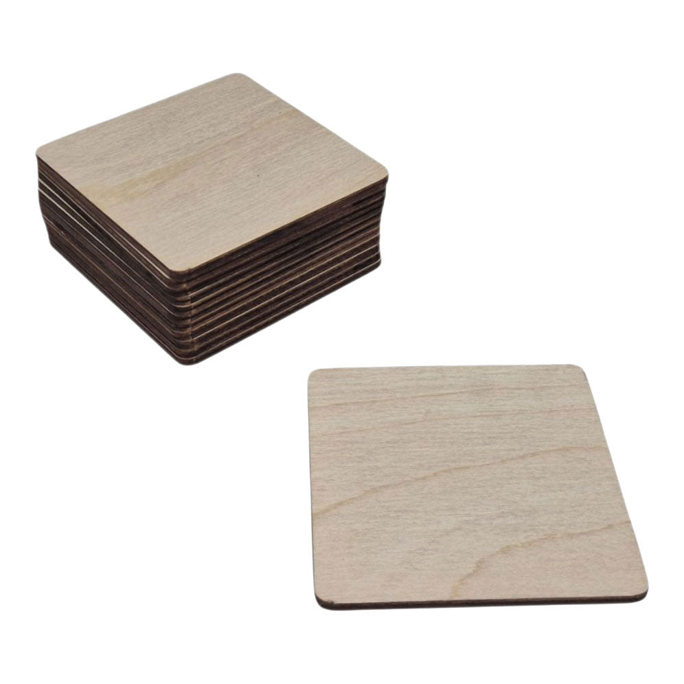 Sottobicchieri quadrati in compensato Playwood, 12 pezzi