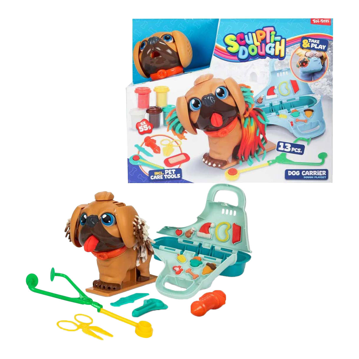 Set Toi-toys in argilla scultorea cane guardiano dello zoo, 13 pezzi.