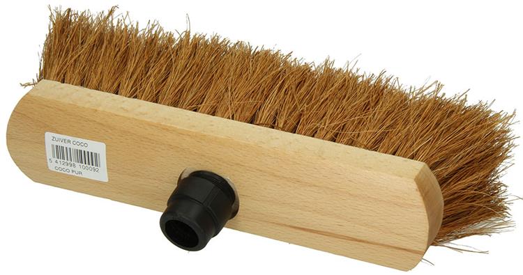 1009167 - escoba de coco redonda madera lacada 30cm + pieza eb negro | 5 piezas