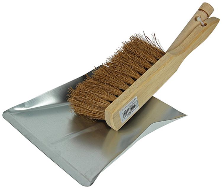 1008322 - set mango madera galvanizada + cepillo mano coco | 6 piezas