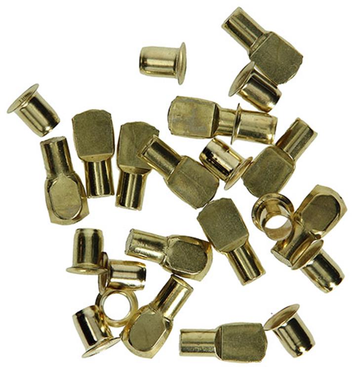 Mack 1013318 - 12 soportes para estantes ø 7mm casquillos ø 7,5mm latonados | 5 piezas