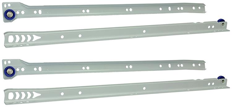 1013690 - par de guías para cajones con ruedas blanco 25kg 45cm | 5 piezas