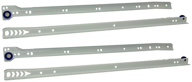 1013691 - par de guías para cajones con ruedas blanco 25kg 50cm | 5 piezas