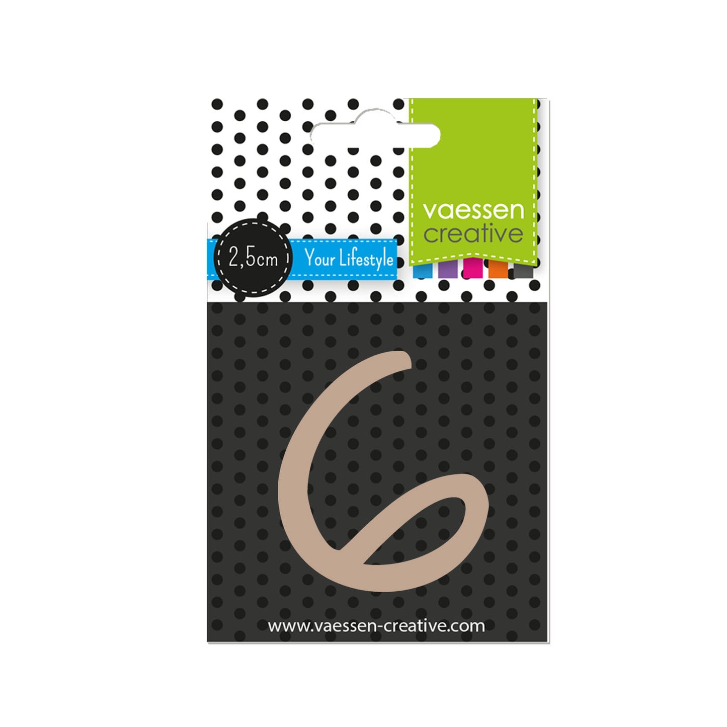 Vaessen creative • numero 6 in legno 2,5 cm x 3 mm