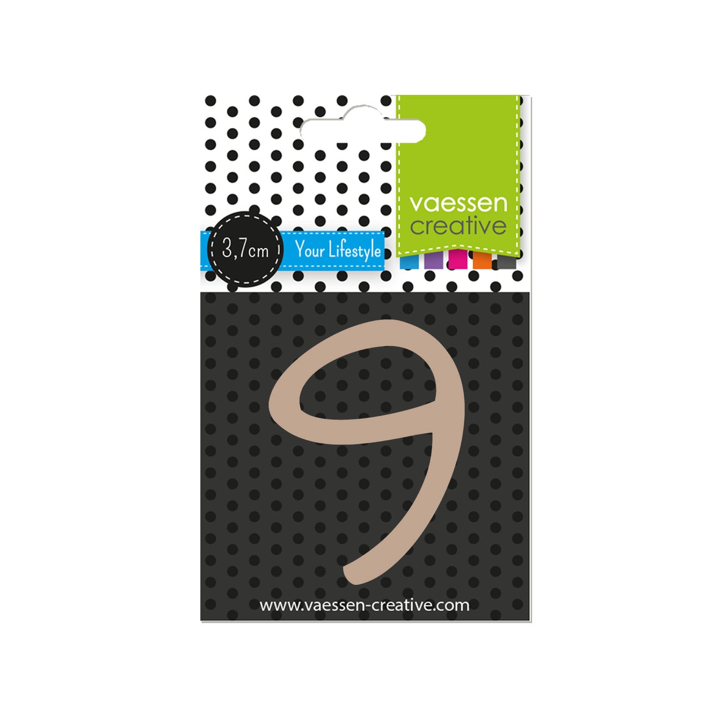 Vaessen creative • número 9 de madera 3,7 cm x 3 mm