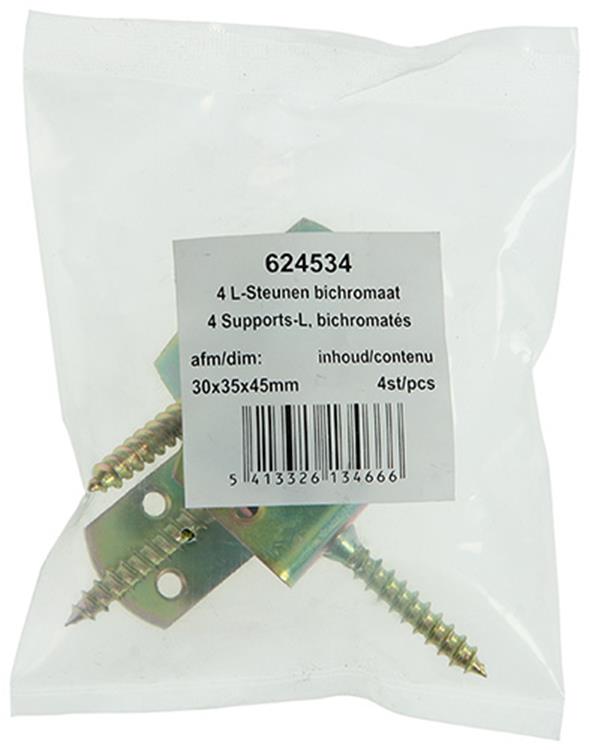 1015083 - 4 soportes en L, bicromatados 30x35x45mm | 10 piezas