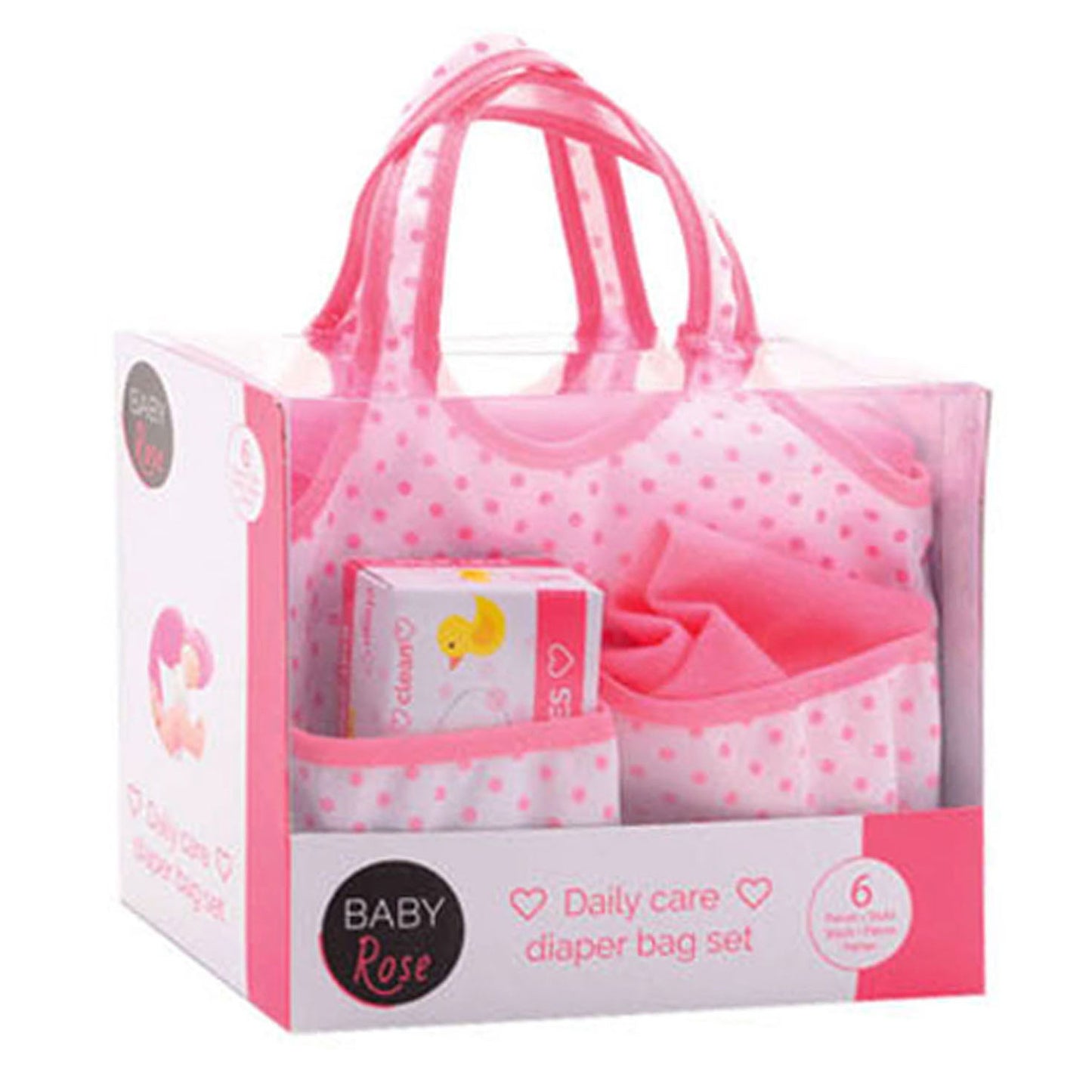 Borsa per pannolini rosa con accessori