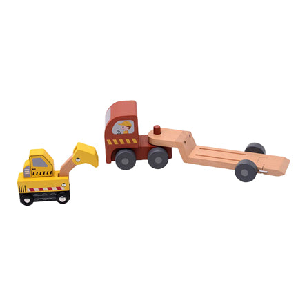 Remolque de madera Joueco con excavadora