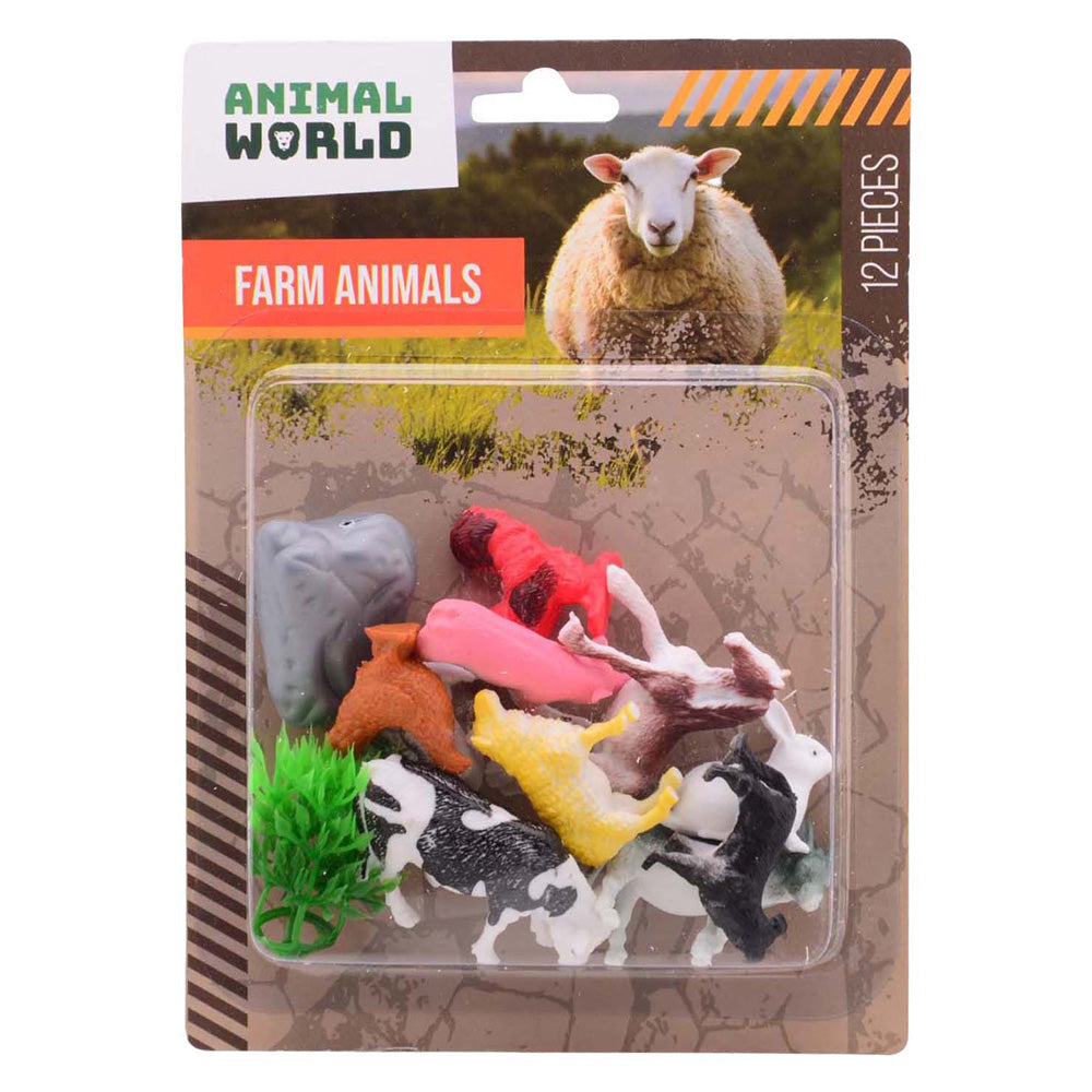 Johntoy set de juego de animales de granja 12 piezas en cartón