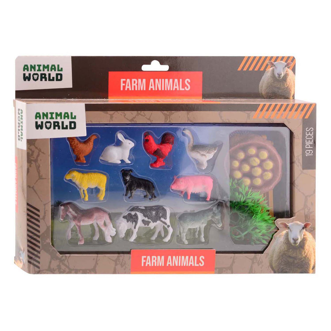 Juego de animales de granja Johntoy 19 piezas en caja