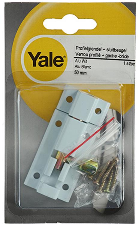 Yale 1019184 - pestillo de perfil con soporte de bloqueo, blanco 50 mm | 5 piezas