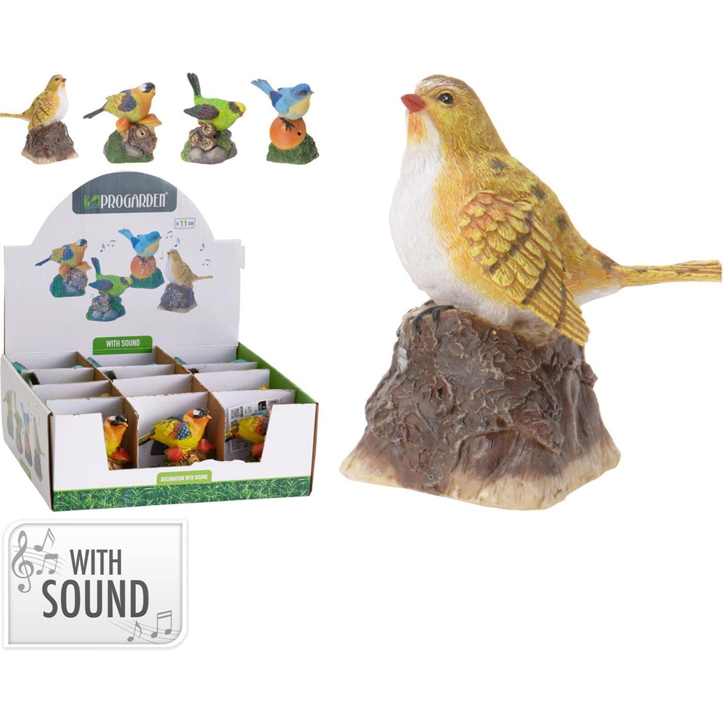 Pájaro de jardín profesional con sonido 11cm.