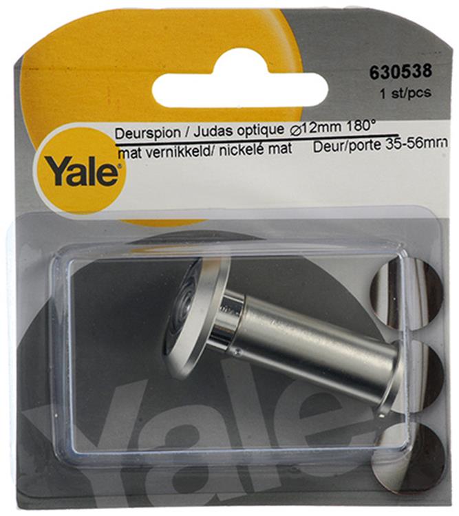 Yale 1019216 - mirilla de puerta 180° niquelada mate ø12mm | 2 piezas