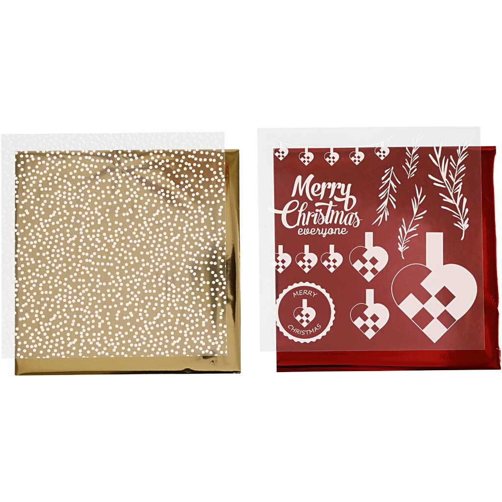 Pellicola decorativa Vivi Gade e foglio trasferibile, cuori intrecciati, foglio 15x15 cm, oro, rosso, bianco, 4 fogli 1 scatola