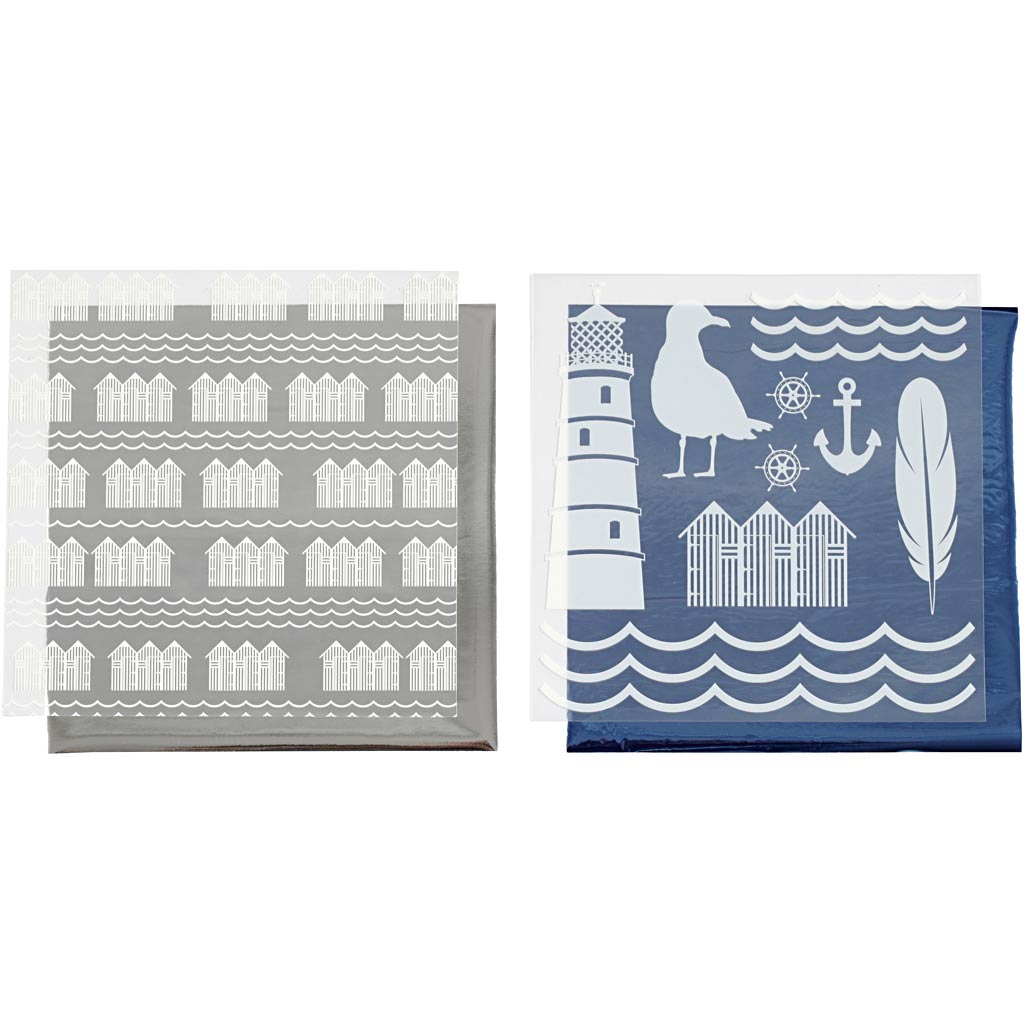 Pellicola decorativa e foglio trasferibile Creativ company, faro, foglio 15x15 cm, blu, argento, 2x2 fogli 1 scatola