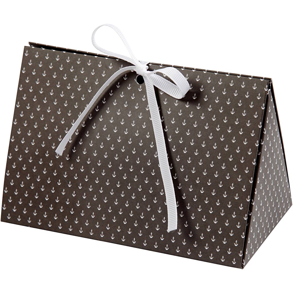 Caja de regalo Vivi Gade, ancla, medidas 15x7x8 cm, 250 gr, gris oscuro, blanco, 3 piezas 1 caja