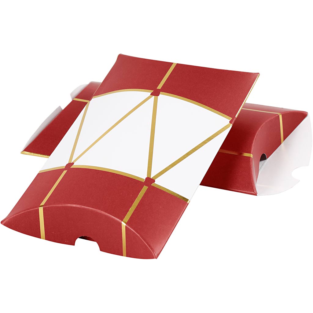 Scatole regalo Vivi Gade, tamburo, misura 12x9,4x2,5 cm, 300 g, oro, rosso, bianco, 3 pezzi 1 scatola