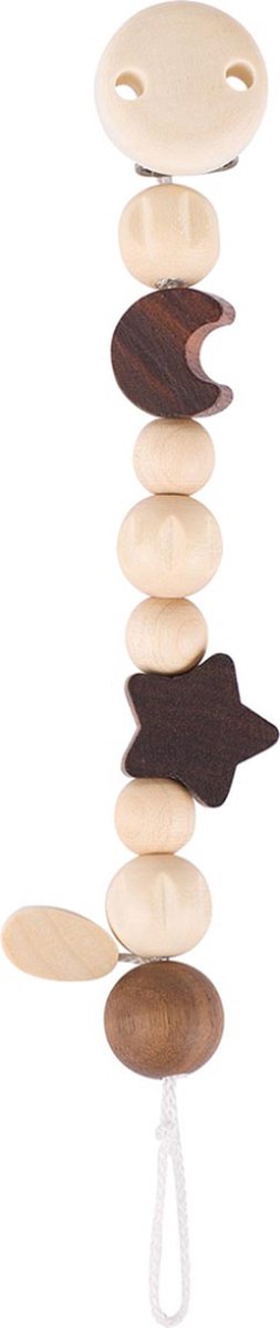 Catenella per ciuccio Goki - luna e stella - l21 cm - legno