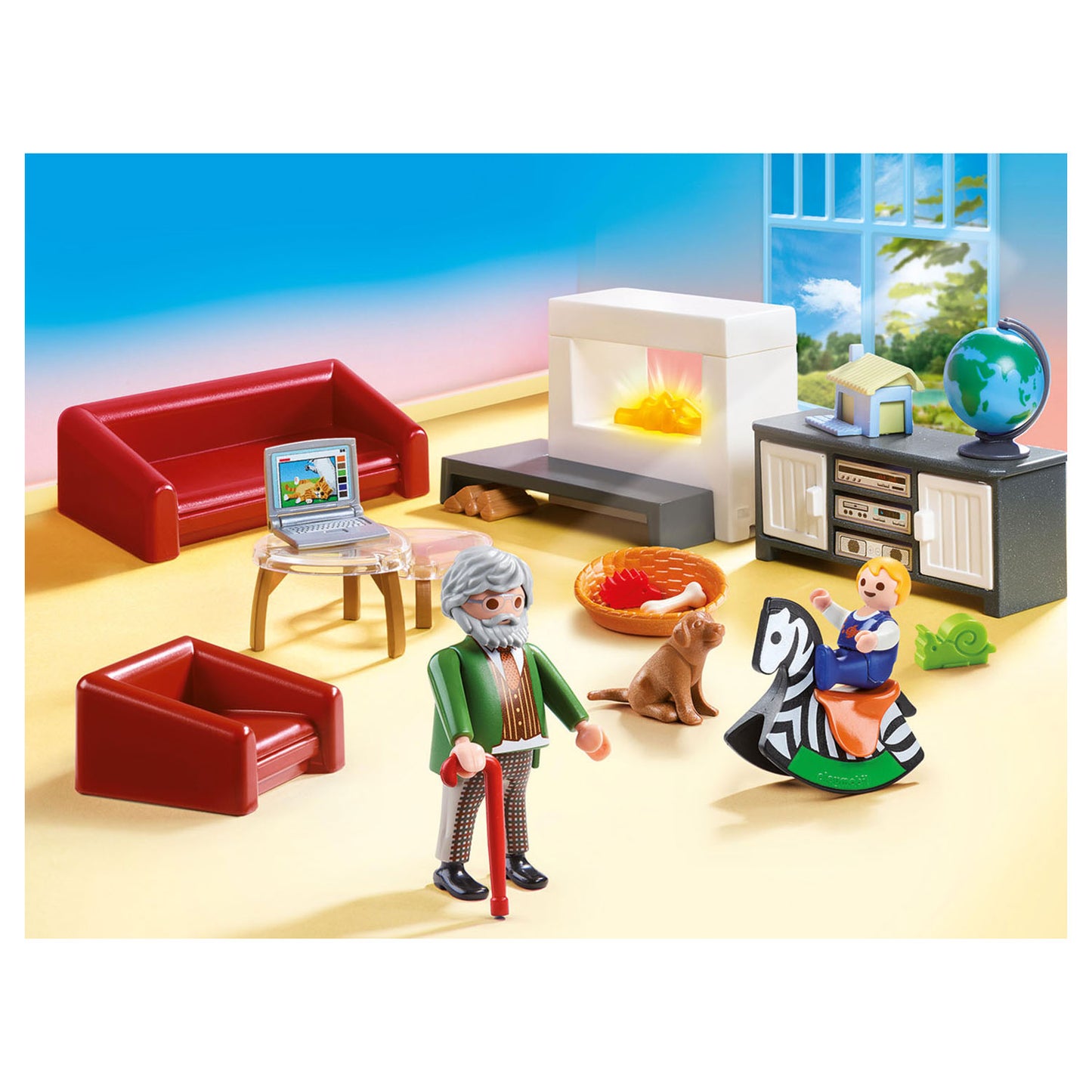 Playmobil Dollhouse living room with fireplace 70207