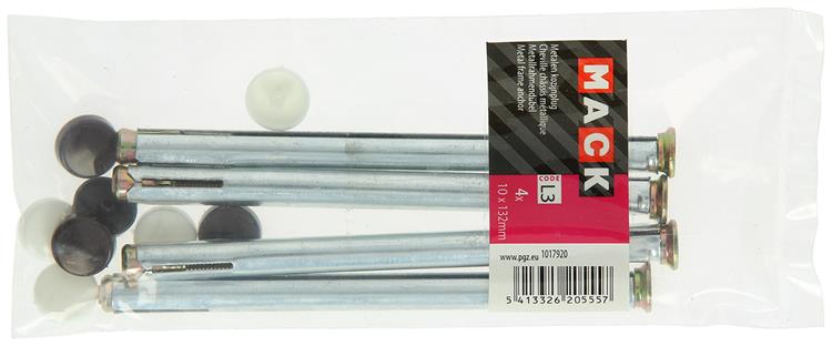 Mack 1017920 - tapón de estructura metálica de acero galvanizado 4 piezas 10 x 130 mm | 5 piezas