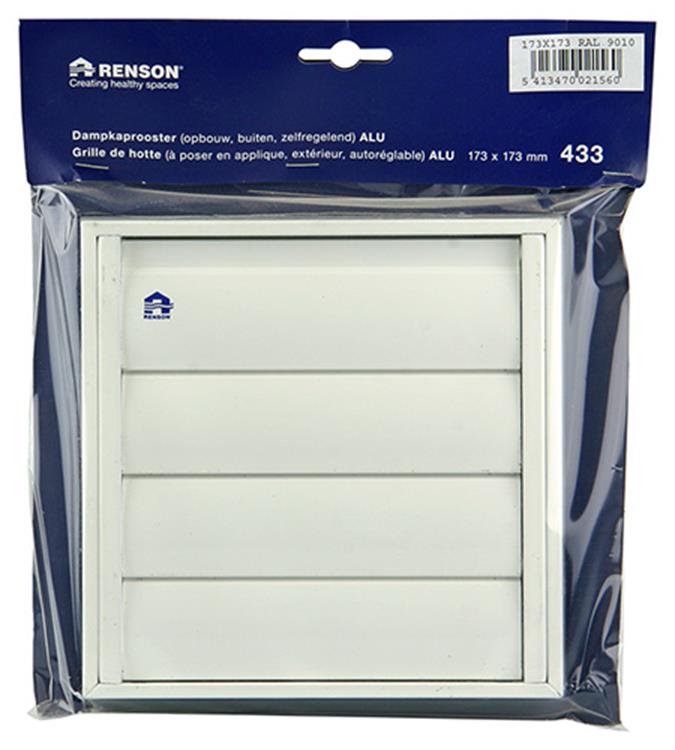 Renson 1006251 - Rejilla campana extractora de superficie 433 aluminio ral 9010 173x173mm | 2 piezas