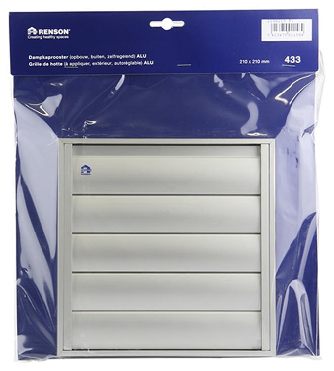 Renson 1006253 - Rejilla campana extractora de superficie 433 aluminio f1 210x210mm | 2 piezas