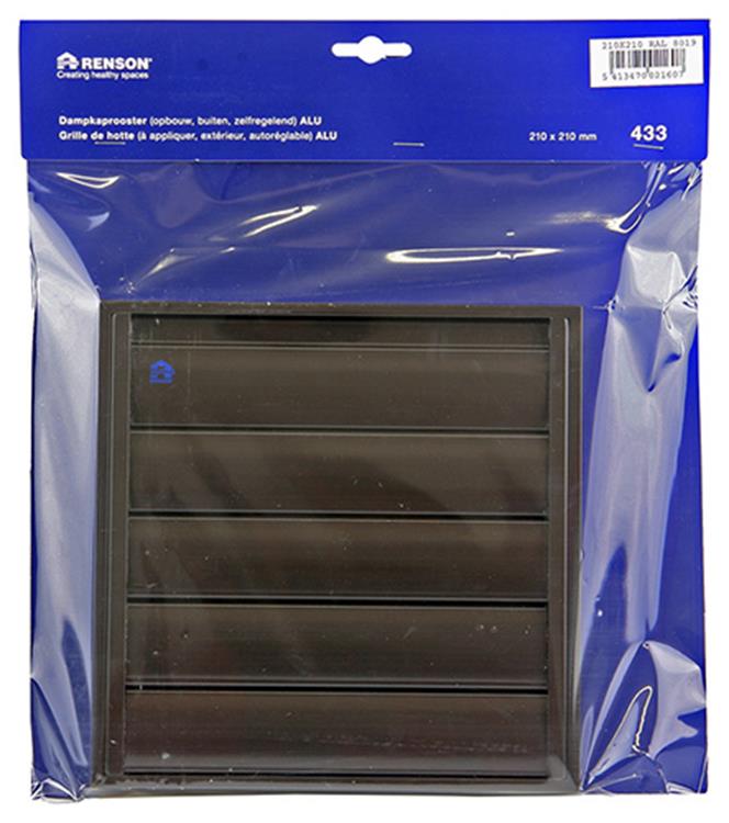 Renson 1006255 - rejilla campana extractora de superficie 433 aluminio ral 8019 210x210mm | 2 piezas