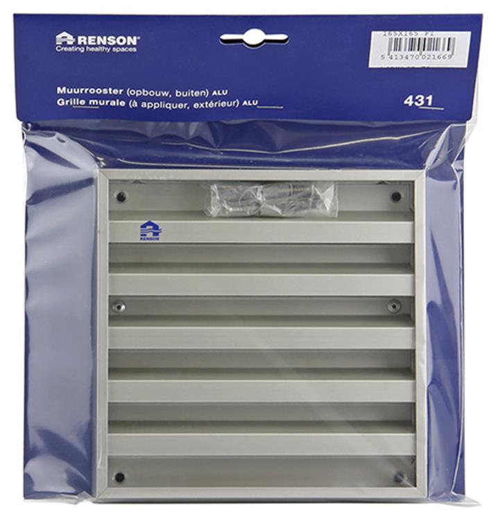 Renson 1006232 - rejilla mural de superficie 431 aluminio f1 165x165mm | 2 piezas