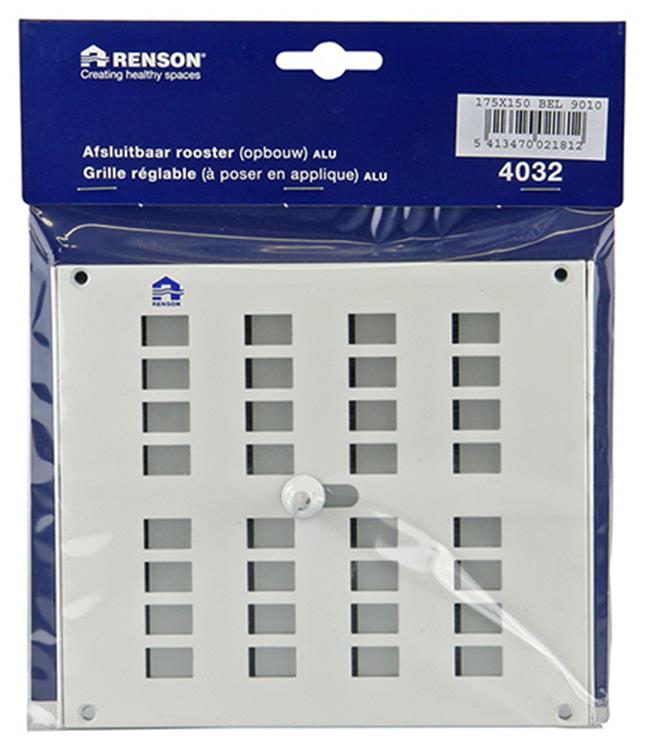 Renson 1006219 - superficie de rejilla ajustable. 4032 aluminio ral 9010 175x150mm | 2 piezas