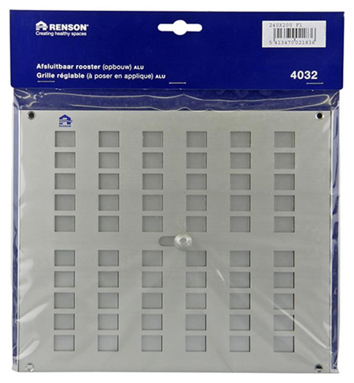 Renson 1006220 - superficie de rejilla ajustable. 4032 aluminio f1 240x200mm | 2 piezas