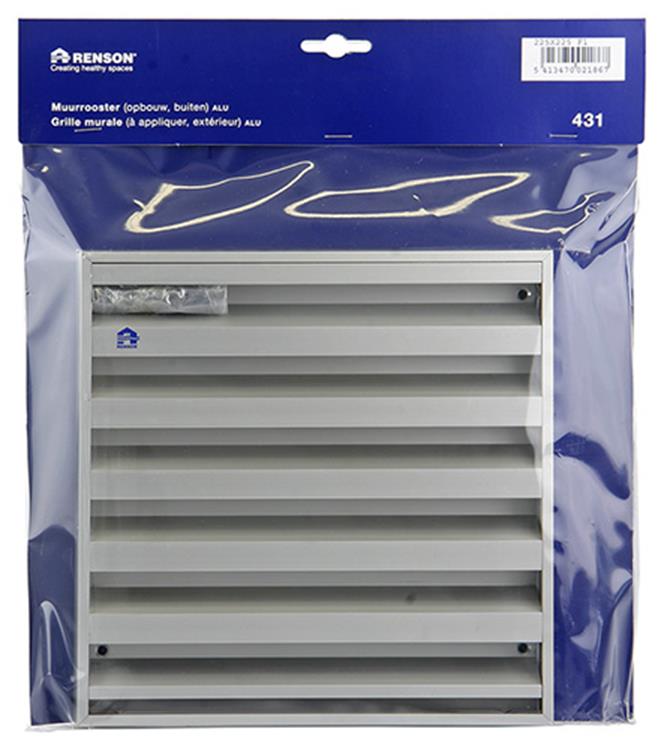 Renson 1006235 - rejilla mural de superficie 431 aluminio f1 225x225mm | 2 piezas