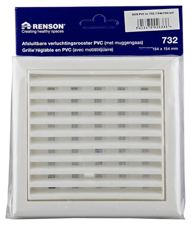 Renson 1006366 - superficie de rejilla ajustable. 732 pvcral 9010 154x154mm | 2 piezas