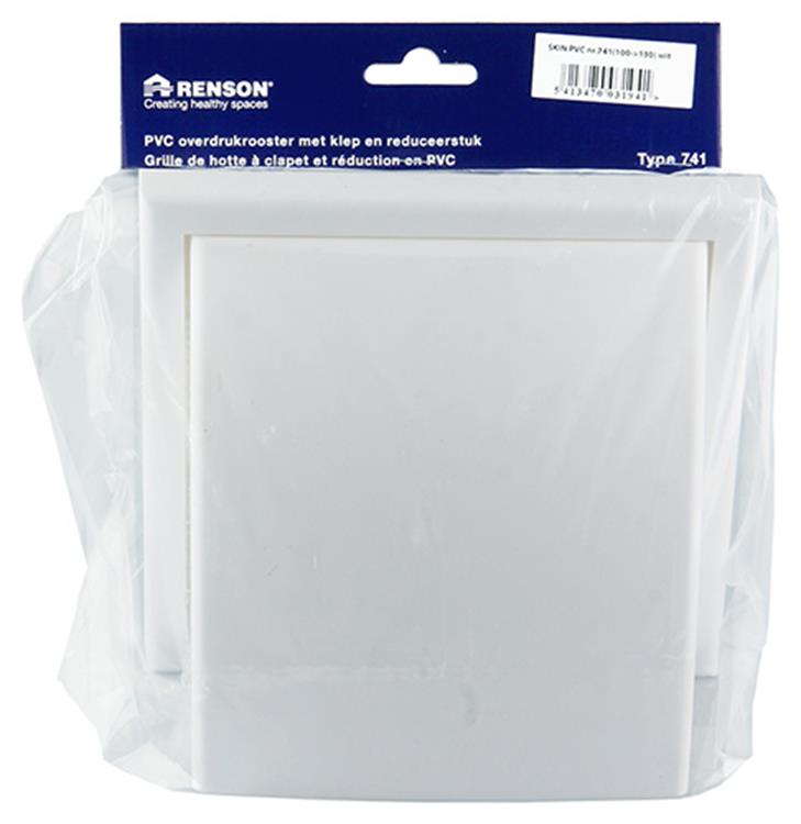 Renson 1006383 - rejilla campana extractora 1 trampilla 741 dia PVC ral 9010 ø100-130 | 2 piezas