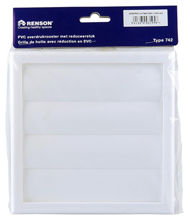 Renson 1006385 - rejilla campana extractora 4 trampillas 742 dia PVC ral 9010 ø100-130 | 2 piezas