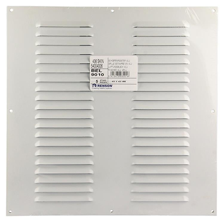 Renson 1006319 - Rejilla de lamas plana aluminio ral 9010 400x400mm | 5 piezas