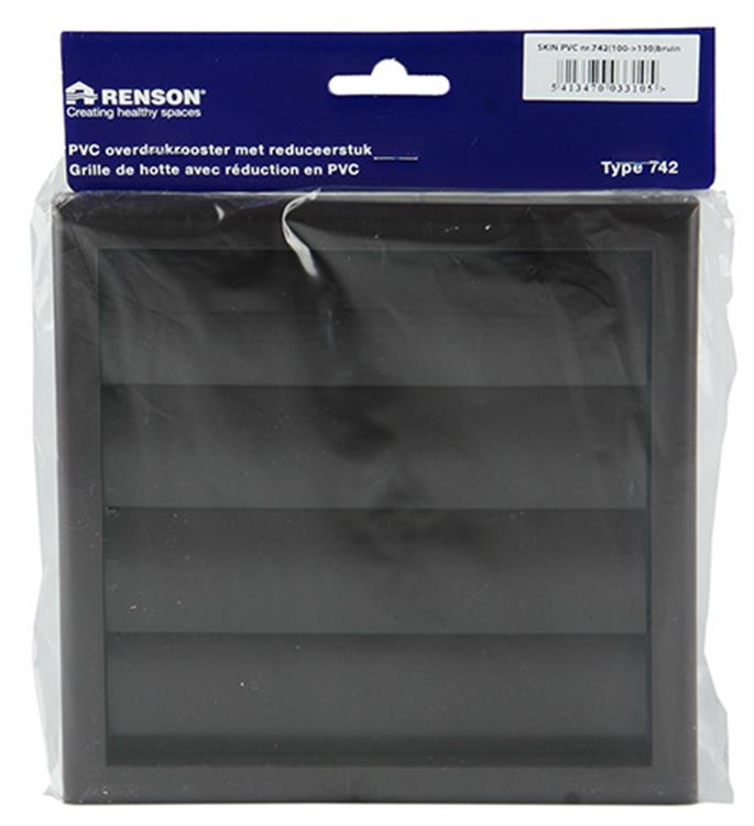 Renson 1006386 - rejilla campana extractora 4 trampillas 742 dia PVC ral 8019 ø100-130 | 2 piezas